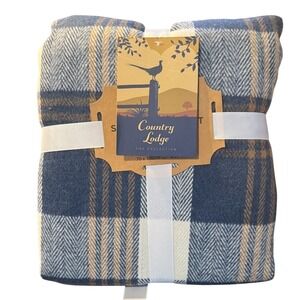 Samuel Lamont Country Lodge Blue Tweed Lap Blanket Fleece Lined Plaid 27x39 NEW